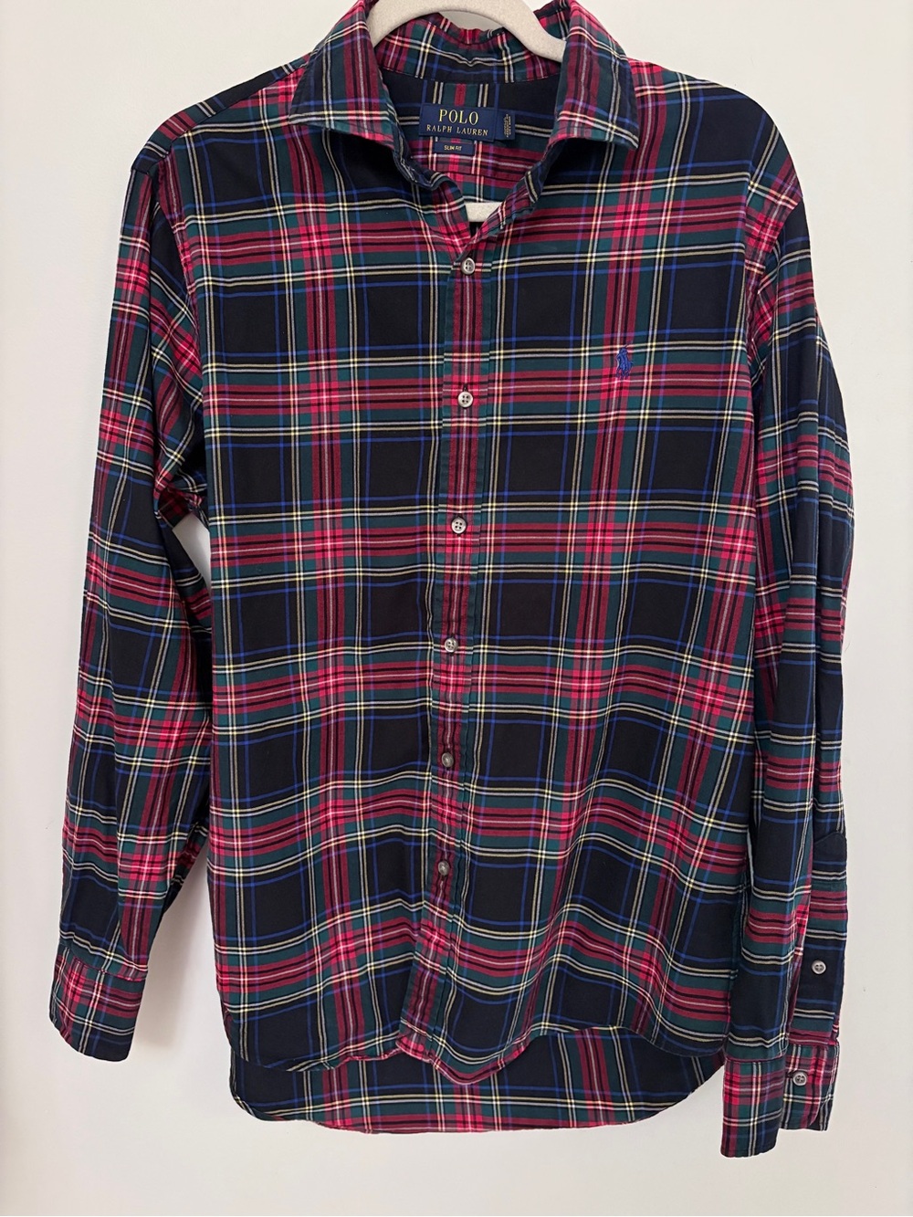 Polo by Ralph Lauren Navy and Red Plaid Cotton Button-Down Shirt